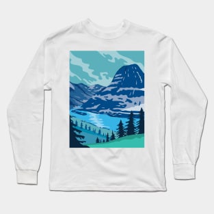 Glacier National Park and Kintla Lake in Montana United States WPA Poster Art Color Long Sleeve T-Shirt